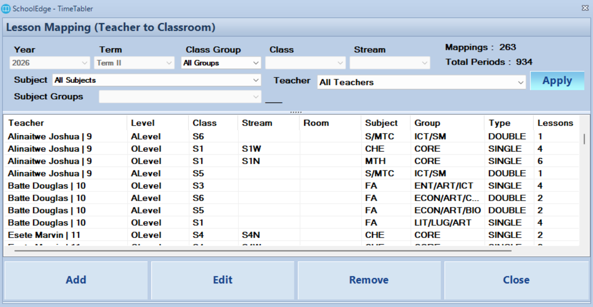 SchoolEdge Timetabler teacher management