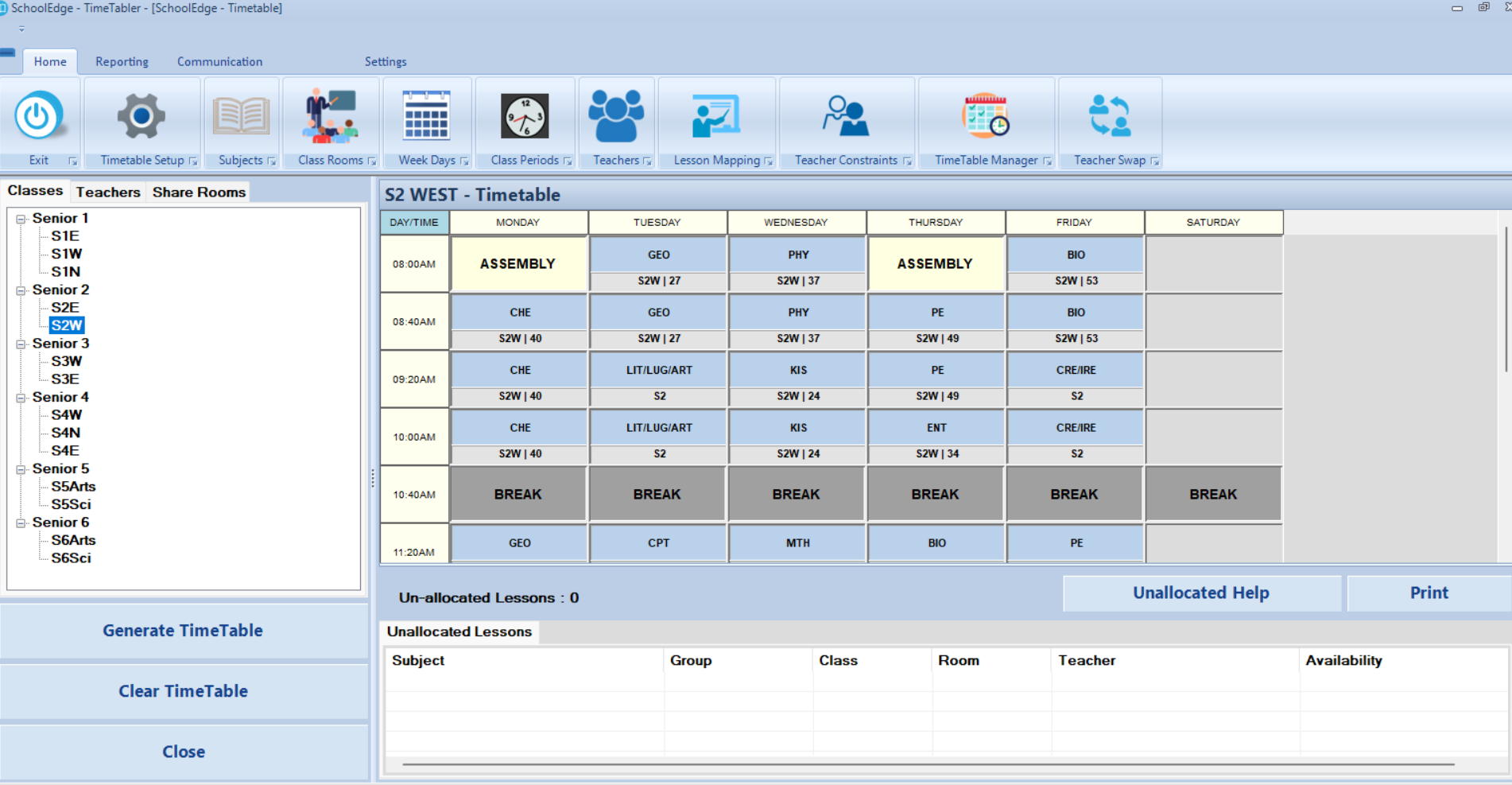 SchoolEdge Timetabler application overview