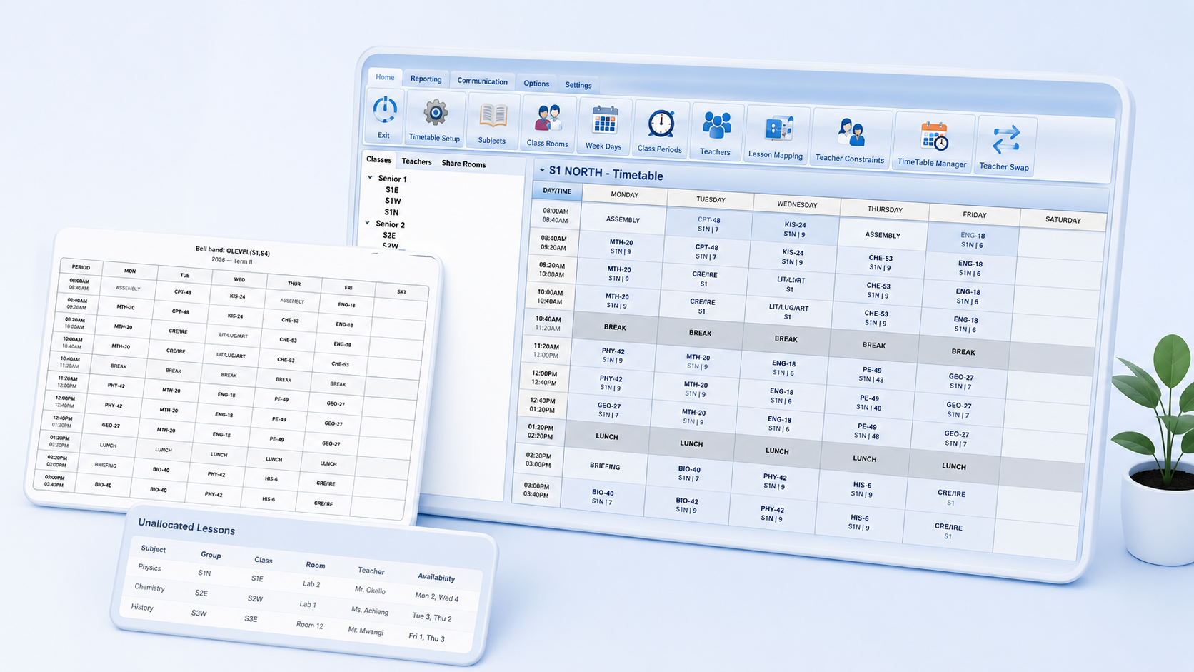 SchoolEdge Timetabler generated school timetable