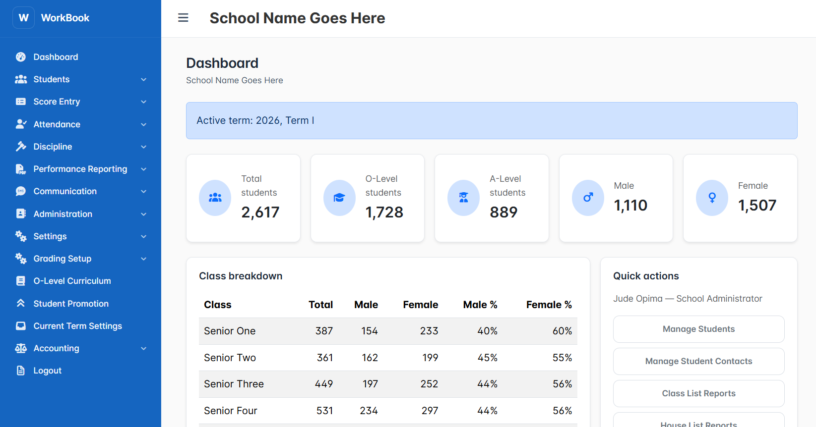 SchoolEdge Workbook platform overview
